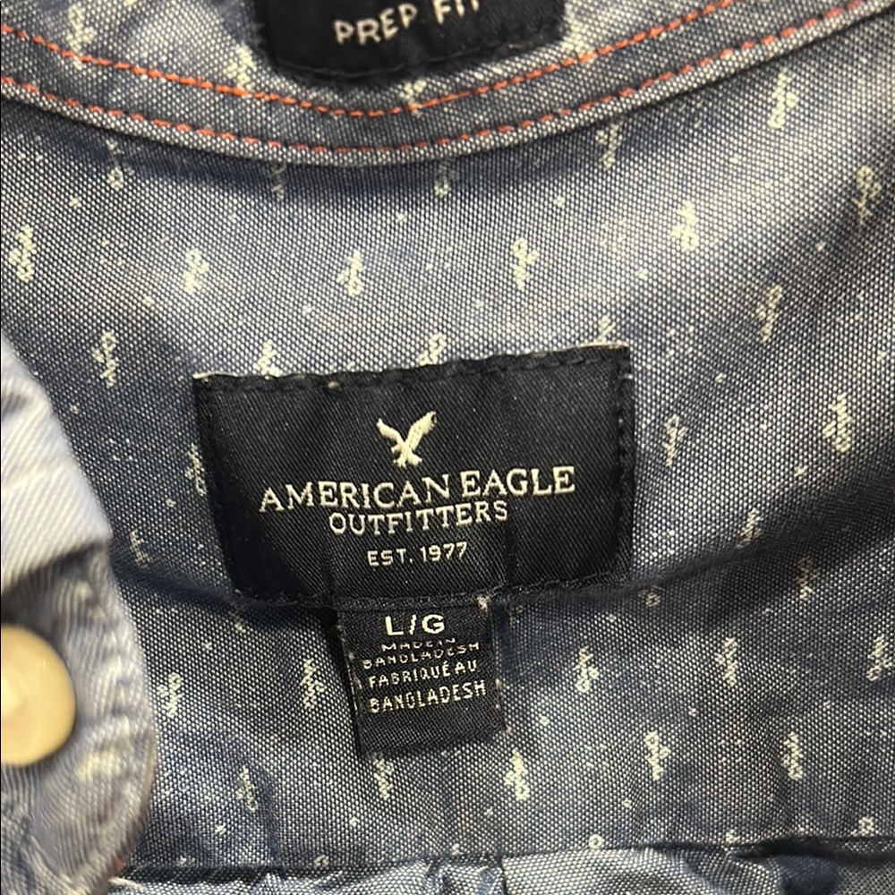 American Eagle Blue Patterned Shirt - image 2
